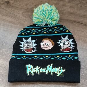 Bioworld Adult Swim Rick and Morty Magic Jacquard Pom Beanie Hat